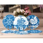 6'lı Mavi Denizci Temalı Özel Tasarım Servis Altlığı & Supla Realhomes