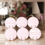 6'lı Pembe Geometrik Çizimli Özel Tasarım Servis Altlığı & Supla Realhomes