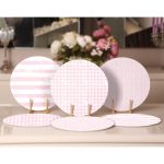 6'lı Pembe Geometrik Çizimli Özel Tasarım Servis Altlığı & Supla Realhomes