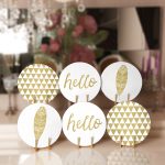 6'lı Gold Desenli Hello Tasarımlı Servis Altlığı & Supla Realhomes