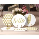 6'lı Gold Desenli Hello Tasarımlı Servis Altlığı & Supla Realhomes