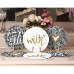 6'lı Siyah Beyaz Stay & With Temalı Servis Altlığı & Supla Realhomes