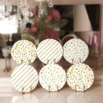 6'lı Beyaz Zeminli Altın Varaklı Çizimler Servis Altlığı & Supla Realhomes