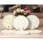 6'lı Beyaz Zeminli Altın Varaklı Çizimler Servis Altlığı & Supla Realhomes