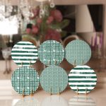 6'lı Koyu Yeşil Geometrik Çizimli Özel Tasarımlı Servis Altlığı & Supla Realhomes