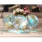 - Supla6li-Set216-Gorsel2 - Realhomes 6'lı Siyah Beyaz Çizgili Mavi Puan Tasarımlı Servis Altlığı & Supla Realhomes