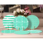 6'lı Yeşil Geometrik Çizimli Özel Tasarım Servis Altlığı & Supla Realhomes