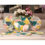 6'lı Pastel Renkli Tropik Yaprak Tasarımlı Servis Altlığı & Supla Realhomes