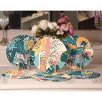 - Supla6li-Set229-Gorsel2 - Realhomes 6'lı Renkli Tropik Yaprak Motifli Servis Altlığı & Supla Realhomes