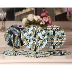 6'lı Gold Detaylı Siyah Zeminde Palmiye Ağaçları Servis Altlığı & Supla Realhomes