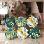 - Supla6li-Set237-Gorsel1 - Realhomes 6'lı Tropik Yaprak Tasarımlı Servis Altlığı & Supla Realhomes