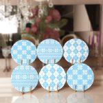 6'lı Mavi Kanaviçe Desenli Özel Tasarım Servis Altlığı & Supla Realhomes