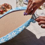 6'lı Mavi Kanaviçe Desenli Özel Tasarım Servis Altlığı & Supla Realhomes