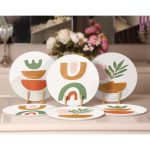 6'lı Soyut Çizimli Özel Tasarım Servis Altlığı & Supla Realhomes