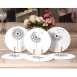 6'lı Siyah Beyaz Karahindiba Özel Tasarımlı Servis Altlığı & Supla Realhomes