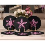 - Supla6li-Set280-Gorsel2 - Realhomes 6'lı Siyah Zemin Pembe Kar Taneleri Özel Tasarım Servis Altlığı & Supla Realhomes