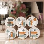 6'lı Krem Zemin Onedraw Özel Tasarımlı Servis Altlığı & Supla Realhomes