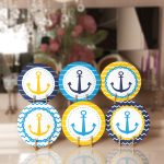 6'lı Mavi & Sarı Renkli Çapa Tasarımlı Servis Altlığı & Supla Realhomes