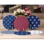 6'lı Laciver Denizci Desenli Özel Tasarımlı Servis Altlığı & Supla Realhomes