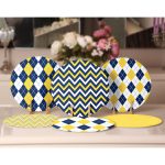 6'lı Sarı Lacivert Zigzag & Ekose Tasarımlı Servis Altlığı & Supla Realhomes