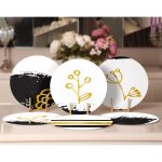 - Supla6li-Set296-Gorsel2 - Realhomes 6'lı Siyah Beyaz Gold Detaylı Özel Tasarım Servis Altlığı & Supla Realhomes