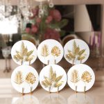 6'lı Altın Varaklı Yaprak Özel Tasarım Servis Altlığı & Supla Realhomes