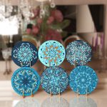 - Supla6li-Set328-Gorsel1 - Realhomes 6'lı Mavi Tonlarında Mandala Tasarımlı Servis Altlığı & Supla Realhomes