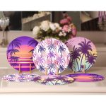 6'lı Renkli Palmiye Ağaçları Özel Tasarımlı Servis Altlığı & Supla Realhomes