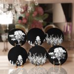 - Supla6li-Set346-Gorsel1 - Realhomes 6'lı Siyah Zemin Ot Ağaç Tasarımlı Servis Altlığı & Supla Realhomes