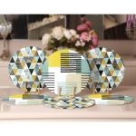 6'lı Geometrik Üçgen Çizimli Gold Detaylı Özel Tasarım Servis Altlığı & Supla Realhomes