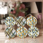 6'lı Geometrik Özel Tasarımlı Gold Detaylı Servis Altlığı & Supla Realhomes