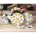 6'lı Altın Varaklı Yaprak Tasarımlı Servis Altlığı & Supla Realhomes