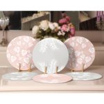 - Supla6li-Set366-Gorsel2 - Realhomes 6'lı Soft Gri Pembe Renkli Yaprak Figürlü Servis Altlığı & Supla Realhomes