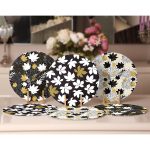 - Supla6li-Set369-Gorsel2 - Realhomes 6'lı Siyah Beyaz Gold Detaylı Yaprak Motifli Servis Altlığı & Supla Realhomes