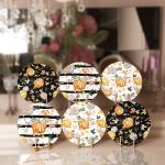 - Supla6li-Set376-Gorsel1 - Realhomes 6'lı Siyah Beyaz Zemin Kabak Desenli Servis Altlığı & Supla Realhomes