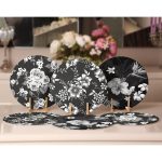 - Supla6li-Set390-Gorsel2 - Realhomes 6'lı Siyah Beyaz Gül Motifli Servis Altlığı & Supla Realhomes