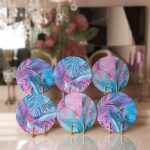 - Supla6li-Set392-Gorsel1 - Realhomes 6'lı Özel Tasarım Neon Tropik Yaprak Motifli Servis Altlığı & Supla Realhomes