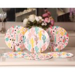 - Supla6li-Set403-Gorsel2 - Realhomes 6'lı Pembe Zemin Renkli Kaktüs Tasarımlı Servis Altlığı & Supla Realhomes