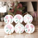 6'lı Beyaz Zemin Ortanca Motifli Servis Altlığı & Supla Realhomes