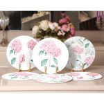 6'lı Beyaz Zemin Ortanca Motifli Servis Altlığı & Supla Realhomes