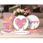 6'lı Neon Renkli Happy Temalı Özel Tasarım Servis Altlığı & Supla Realhomes