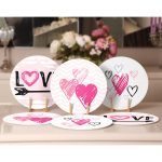 6'lı Pembe Özel Tasarım Sevgililer Günü Temalı Servis Altlığı & Supla Realhomes