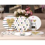 6'lı Renkli Gold Detaylı Kalp Tasarımlı Sevgililer Günü Temalı Servis Altlığı & Supla Realhomes