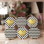 6'lı Altın Varaklı Love Temalı  Servis Altlığı & Supla Realhomes