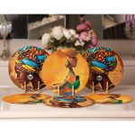 - Supla6li-Set46-Gorsel2 - Realhomes  6'lı Etnik Kültürlü African Kadın Tasarımlı Servis Altlığı & Supla Realhomes