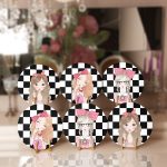 - Supla6li-Set460-Gorsel1 - Realhomes 6'lı Kareli Dama Zemin Sevimli Kız Tasarımlı Servis Altlığı & Supla Realhomes