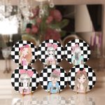 - Supla6li-Set461-Gorsel1 - Realhomes 6'lı Kareli Dama Zemin Sevimli Kız Tasarımlı Servis Altlığı & Supla Realhomes