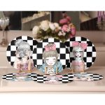 - Supla6li-Set462-Gorsel2 - Realhomes 6'lı Kareli Dama Zemin Sevimli Kız Tasarımlı Servis Altlığı & Supla Realhomes