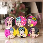 - Supla6li-Set463-Gorsel1 - Realhomes 6'lı Özel Tasarım Pop-Art Kız Desenli Servis Altlığı & Supla Realhomes