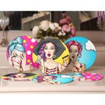 - Supla6li-Set464-Gorsel2 - Realhomes 6'lı Özel Tasarım Pop-Art Kız Desenli Servis Altlığı & Supla Realhomes